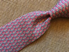 Rare Hermès 100% silk tie tropical fish shoal 5562 MA ocean blue/red/cream ex