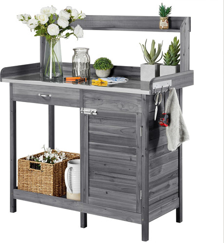 Garden potting table wood - garden,