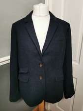 JOULES 'Aster' Blue Herringbone Tweed Jacket Very Good! Size 18 £199