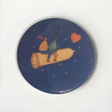 Vintage Collectible pin badge Condoms You’re Safe Fly to the Moon wear a condom