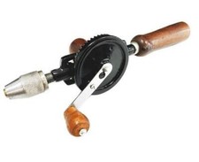 Double Pinion 1/4" Hand Drill Chuck Wooden Handle Intricate Drilling Crank P204