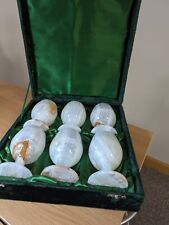 ??Set of 6 Vintage Onyx/Alabaster Goblets – Marbled Stone Chalices w/ Box??