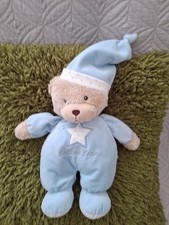 RETIRED MOTHERCARE BEDTIME BEAR BLUE TEDDY BEAR COMFORTER  PLUSH STARS READ DESC