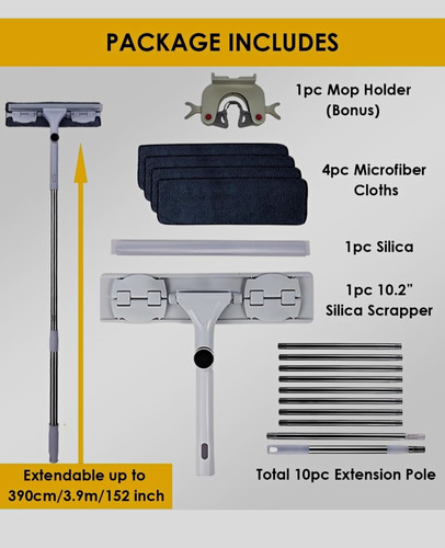 Extendable window squeegee kit - extendable,