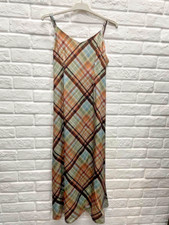 Hansen & Gretel Silk Midi Slip Dress in Plaid Print, Size S