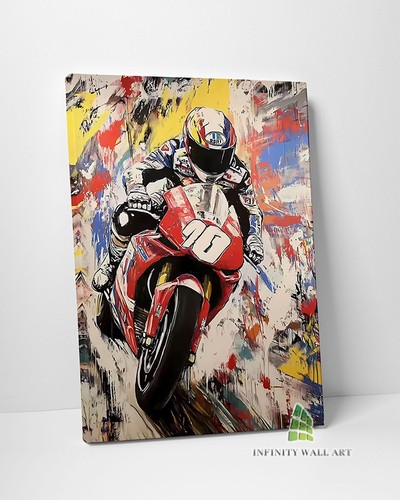 Red motorcycle bike canvas - motorcycle, art