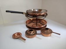 Vintage Copper Brass Fondue Chaffing Pot Dutch Dish Metawa Holland Handle