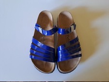 Betula Birkenstock Burma Blue Strap Sandals Size 39 UK 5.5 Narrow Worn Twice.
