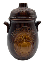 Vintage RUMTOPF Jar 801-28 W. Germany Pottery Brown Glaze Lidded Pot - H8 O602