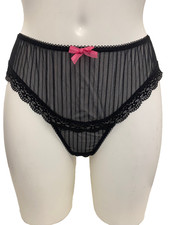 Miss Mandalay Layla Black Thong UK 16 Extra Large XL Sheer See Through Panties