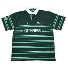 Guinness Green Stripe Polo Shirt Size XL Heritage Rugby Top (BFD)