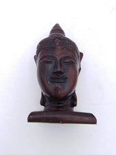 Buddha Head Pedestal Brown