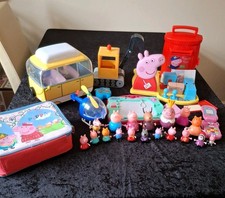 PEPPA PIG Bundle Camper Van Peppas Post Box Digger Helicopter Bag + 18 figures 
