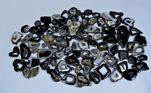Natural black slice - black, druzy