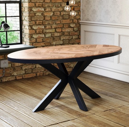Oval solid mango wood dining - mango,