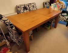 Large (180cm – 230cm) butterfly extending solid oak dining table and six chairs