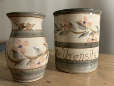Pair Vintage Hand Printed