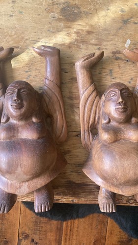 Wooden buddha happy - 2x,