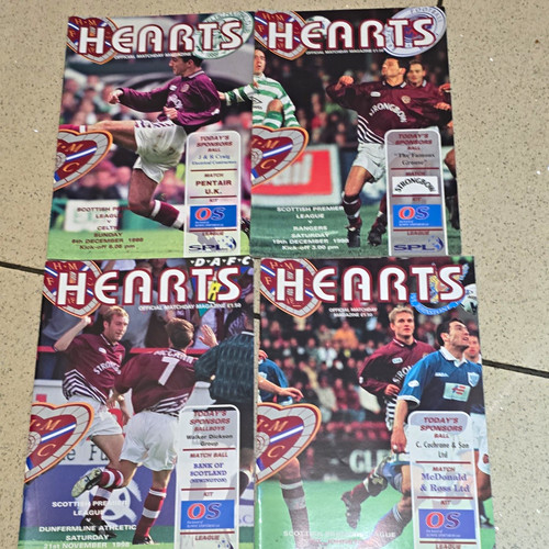 Hearts matchday programmes - hearts, x4