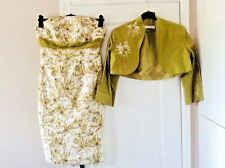 VGC Linea Raffaelli Green Cream Dress & Bolero/Jacket 14-16 