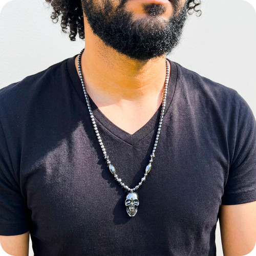 Hematite necklace lion - hematite, pendant