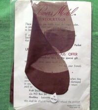 c1950 Size 10 Large Reinforced Heel Toe RHT Vintage Powers Model Stockings Sheer