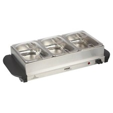 Buffet Warmer 3-Sections 6L Capacity 200w Hot Plate in Silver