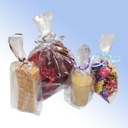 Clear cellophane gusset bags - cellophane,