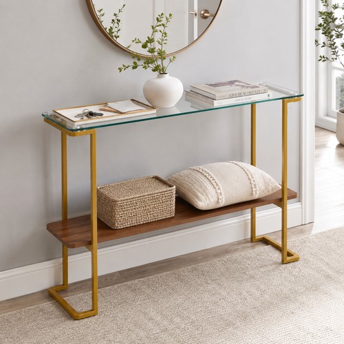 Tier glass console table - 2-tier,