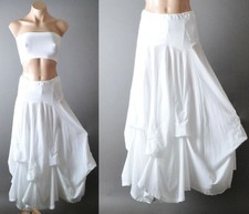 White Steampunk Victorian Peasant Boho Bustle Petticoat Long Bubble Skirt S M L
