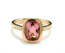 Tourmaline Diamond Ring 2.93 Ct "Sparkling" 585 Rose Gold Worth 4,000 Euro New