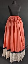 Antique Fashion Victorian / Edwardian 1890s ? Pink Petticoat With Lace