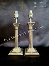 Pair Of  Eleganct Corinthian Column Antique Georgian/Victorian SilveTable Lamps 