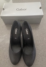 GABOR High Heel SHOES Size 5.5  Metallic Black  Cost £65