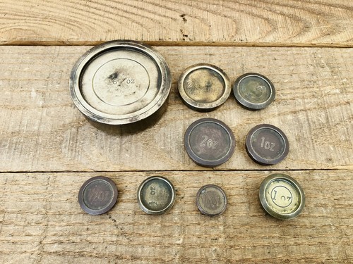 Vintage brass scale weights - 9,