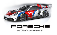 1:10 RC Clear Body Shell - Porsche GT3R with 2 Wings Stickers and Extras