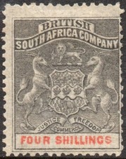 Rhodesia 1892-4 4s grey-black