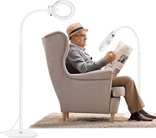 NZQXJXZ 2-in-1 Magnifying Glass lamp with Light and Stand, 5X & 10X with 36 LEDs