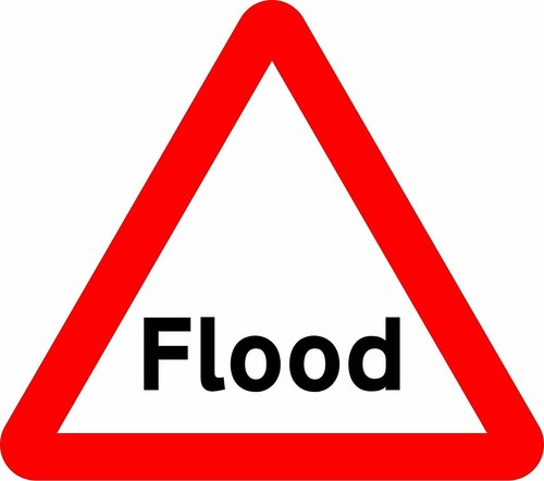 Flood warning road safety - warning,