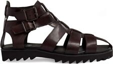 Mens Real Leather Fisherman Sandal High Top Gladiator Cross Straps Buckled Shoes