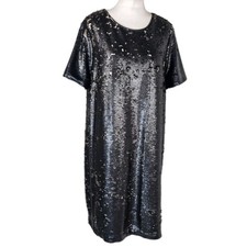 NEXT Black Sequin Shift Dress UK 18 / EU 46 Sparkle Party Evening Occasion