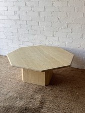 FRENCH 70S LARGE OCTAGONAL CREAM TRAVERTINE TABLE