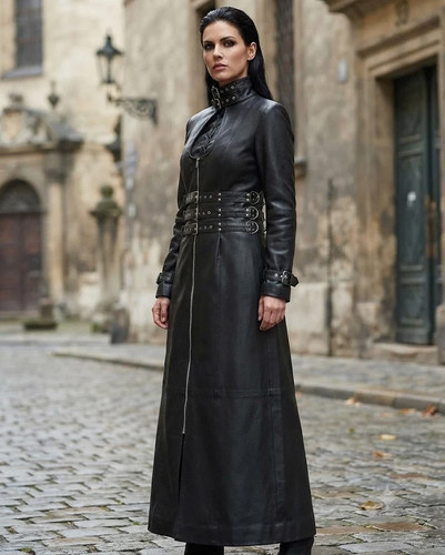 Women black leather - black, maxi