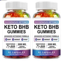 Premium Keto ACV BHB Gummies  Boost Metabolism Fat Burner  Weight Loss 60ct X2