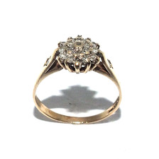 Ladies 9ct yellow gold ring set with a cluster of diamonds, UK size L