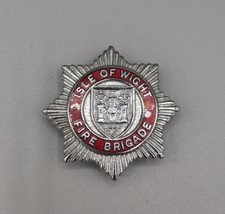 Isle of Wight Fire Brigade Cap Badge  Chrome & Enamel  Post-1948