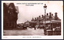 REAL PHOTO POSTCARD LONDON & SOUTH WESTERN RAILWAY STATION BOURNEMOUTH c1915