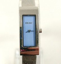 DKNY Rectangular Watch Blue Dial NY-3358 Womens Mesh Strap Silver Tone 