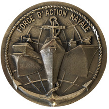 Vintage French Naval Cannon Tampion Solid Bronze Plaque Force D Action Navale Ap