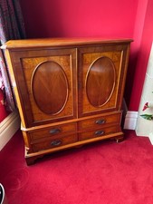 Charles Barr yew and burr wood tv cabinet used